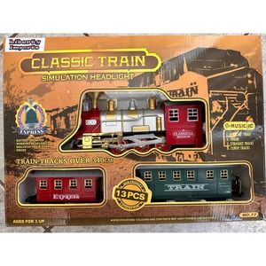 Classic Train Set with Sounds, 3 Cars & tracks